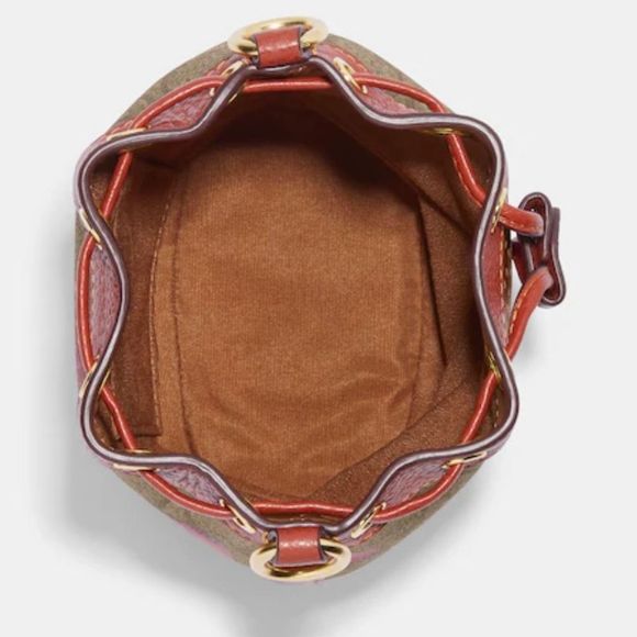 NWT COACH Mini Dempsey Bucket Bag Signature Canvas Wild Strawberry Print CH164 - Picture 10 of 12